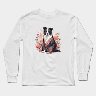 Border Collie in a Kimono Long Sleeve T-Shirt